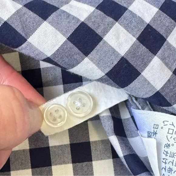 Lands End Women’s No Iron Supima Shirt Long Sleeves Navy White Gingham Size 6 - Picture 7 of 7